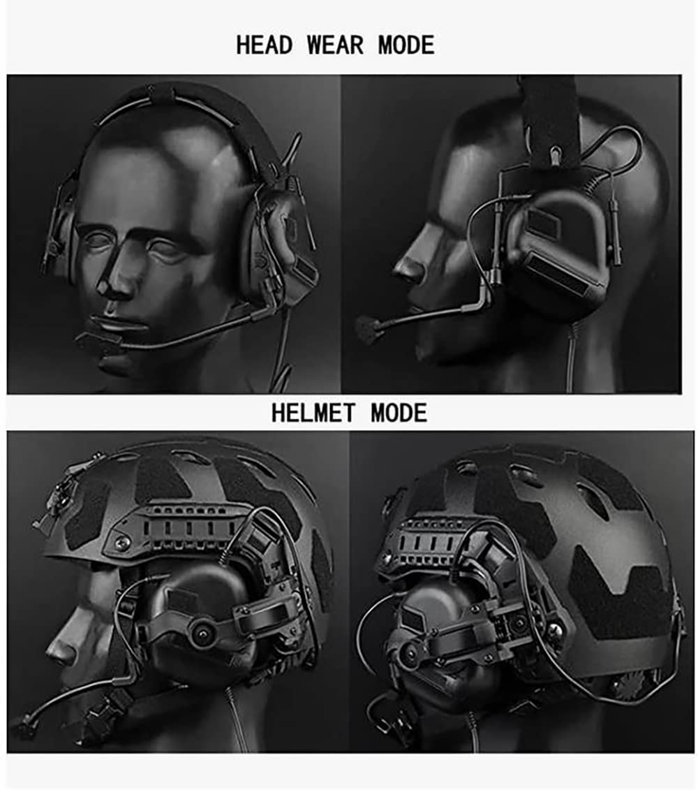 Tactical Shooting Headset with U94 PTT 2pin & ARC Rail Adapter - Noise Cancelling Ear Protection for Shooting Range, Hunting & Military Training (Tan)
