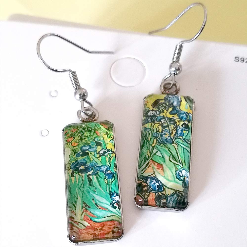 Van Gogh Starry Night Sunflower Dangle Earrings for Women - Abstract Art Drop Earrings - Boho Vintage Jewelry - Perfect for Parties, Weddings & Artistic Fashion