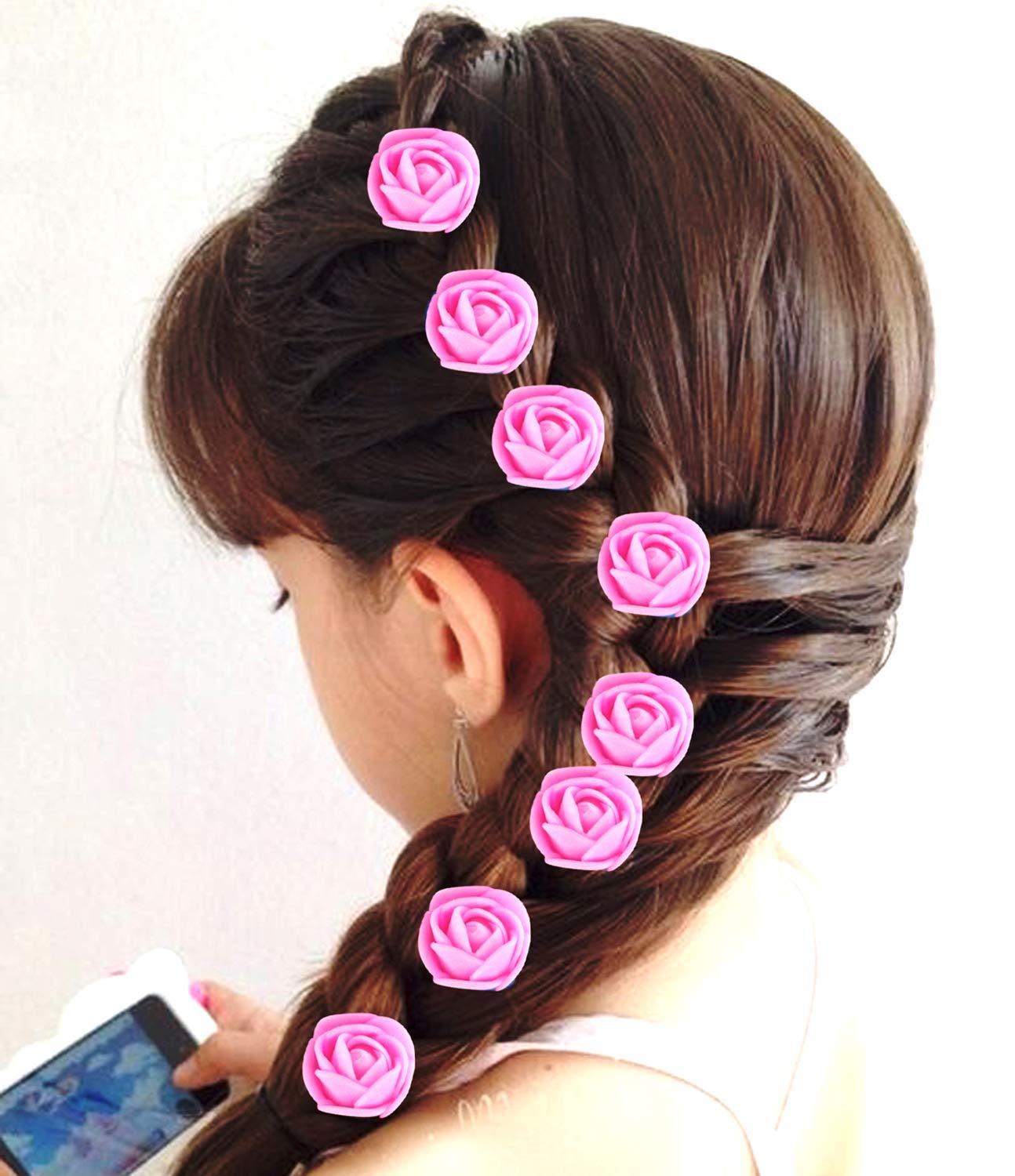 BOXO Wedding Hair Pins - Floral Hair Clips for Women, Bridal Hair Accessories, Light Pink Hair Styling Clips (10g, Pack of 1) - Perfect for Weddings, Prom, Parties & Special Occasions