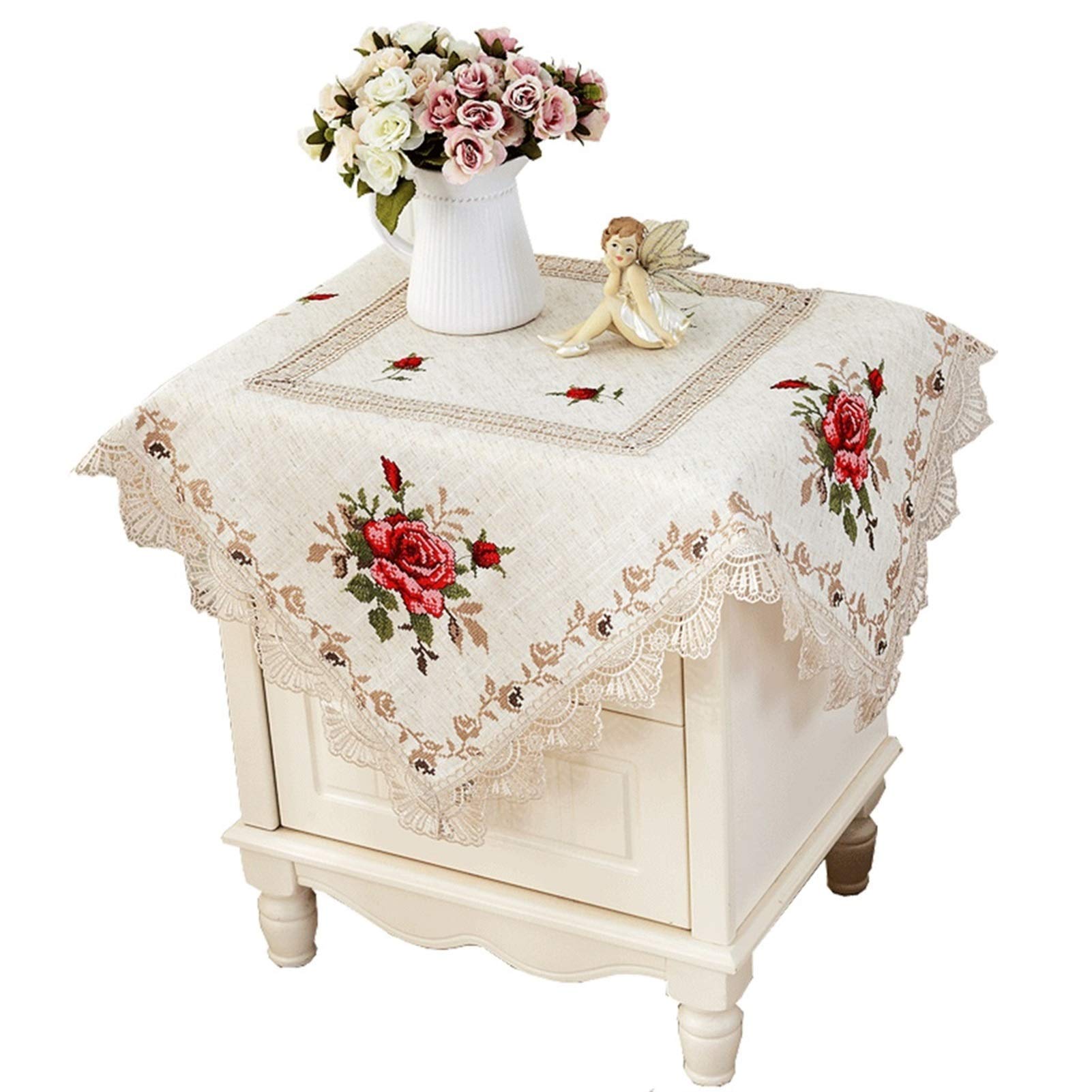 YUBIN Water Resistant Decorative Table Runner - Embroidered Tablecloth for Dining, Bedside, TV, Refrigerator & Microwave Cover - Dust Protection for Home Appliances & Furniture (Small Size) | Perfect for Parties, Daily Use & Home Decor