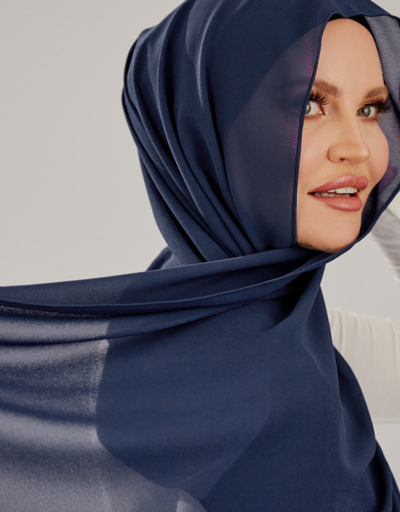 Elegant Blue Chiffon Shawl - Lightweight & Soft Scarf for Women - Perfect for Weddings, Parties & Evening Events