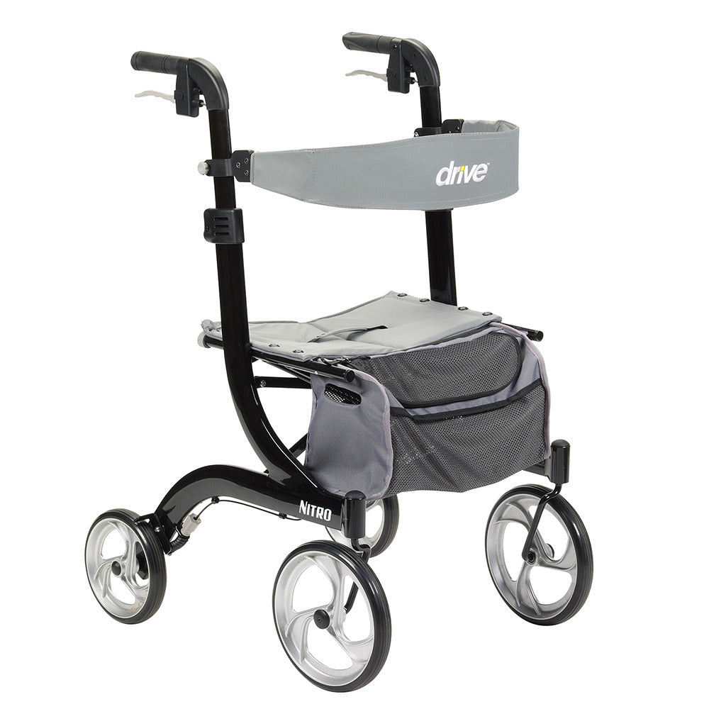 Nitro Euro Style Rollator Walker - Lightweight Mobility Aid with Seat & Basket for Seniors & Adults - Perfect for Indoor & Outdoor Use, Shopping, Travel & Recovery