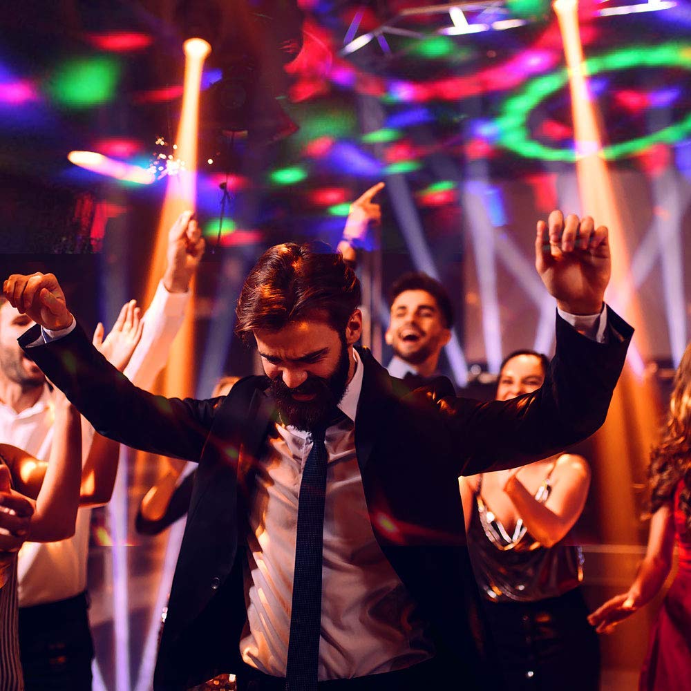 Disco Ball Party Lights - Sound Activated DJ Rave & Strobe Lights with Remote Control | Stage Lighting Effects for Birthday, Christmas, Wedding, Bar & Kids Parties | Create Club Atmosphere at Home