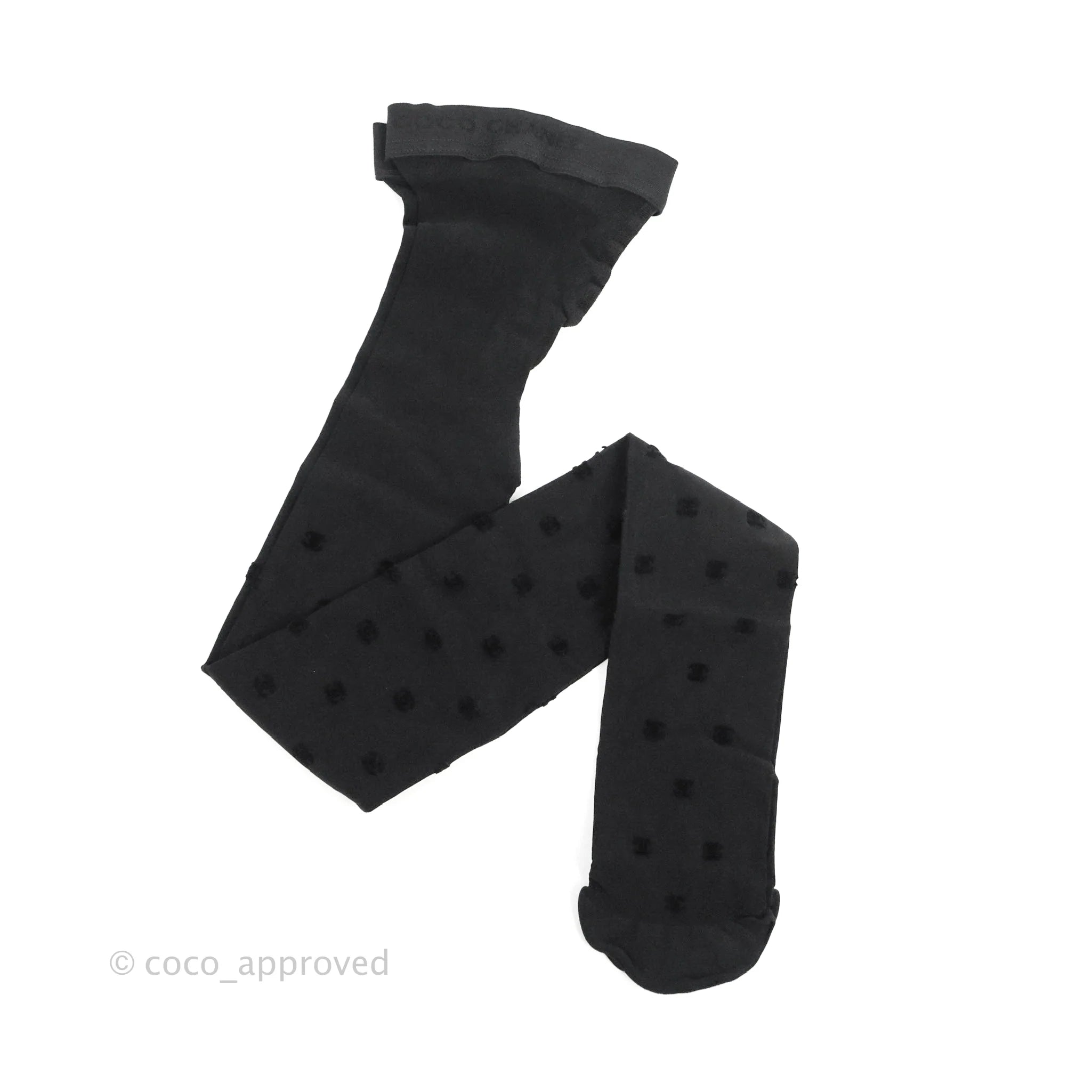 Chanel CC Logo Black Tights for Women - Size Small | Luxury Hosiery for Evening Wear, Office & Special Occasions