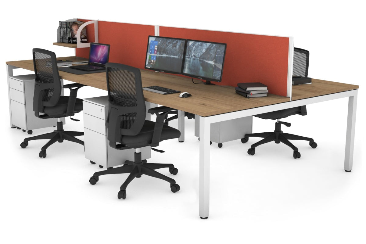 4-Person Office Workstation with Quadro Square Legs - 1800L x 800W Desk with Cable Management Scallop | Perfect for Collaborative Workspaces & Open Office Environments