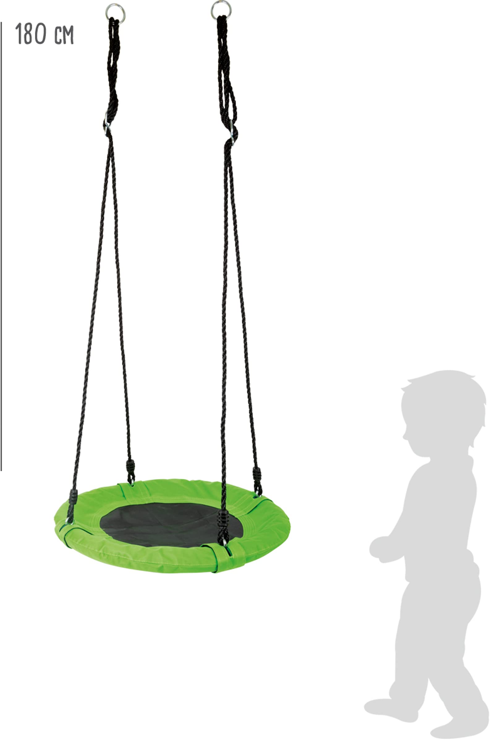 Small Foot 10474 Balançoire en Filet Pelouse - Balançoire Extérieure Robuste et Résistante aux Intempéries avec Système de Fixation Sécurisé, Idéale pour Jardin, Parc ou Terrasse, à partir de 3 Ans, Vert et Gris