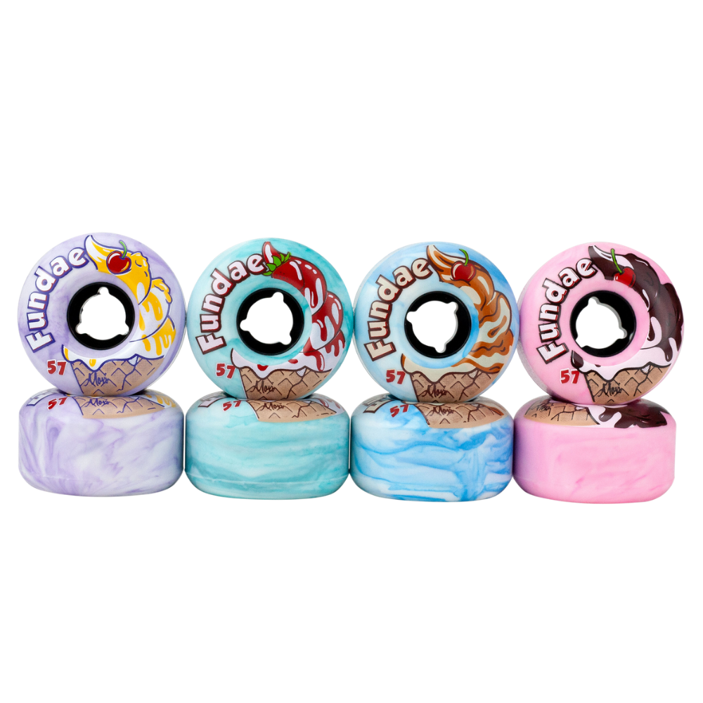 Moxi Fundae 57mm Quad Wheels 4-Pack - Perfect for Roller Skating, Derby, and Outdoor Cruising