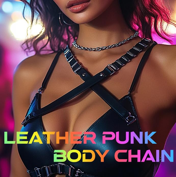 OW CLOACE Women's Black Punk Leather Waist Belt - Adjustable Body Chain for Parties, Concerts & Gothic Fashion | Stylish Body Accessories for Women