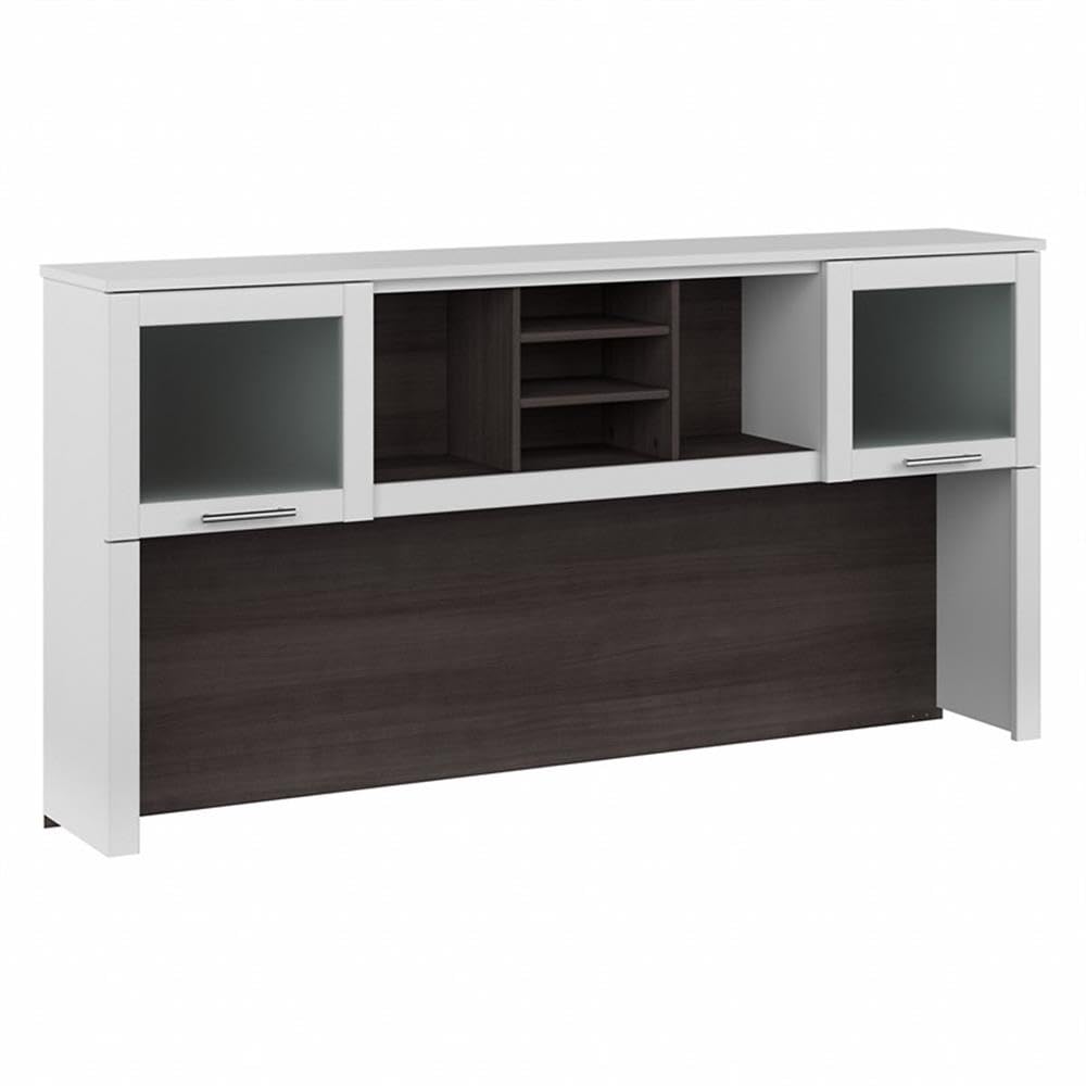 Bush Furniture Somerset 72W Office Desk Hutch in White and Storm Gray - Perfect for Home Office, Study Room & Workspace Organization