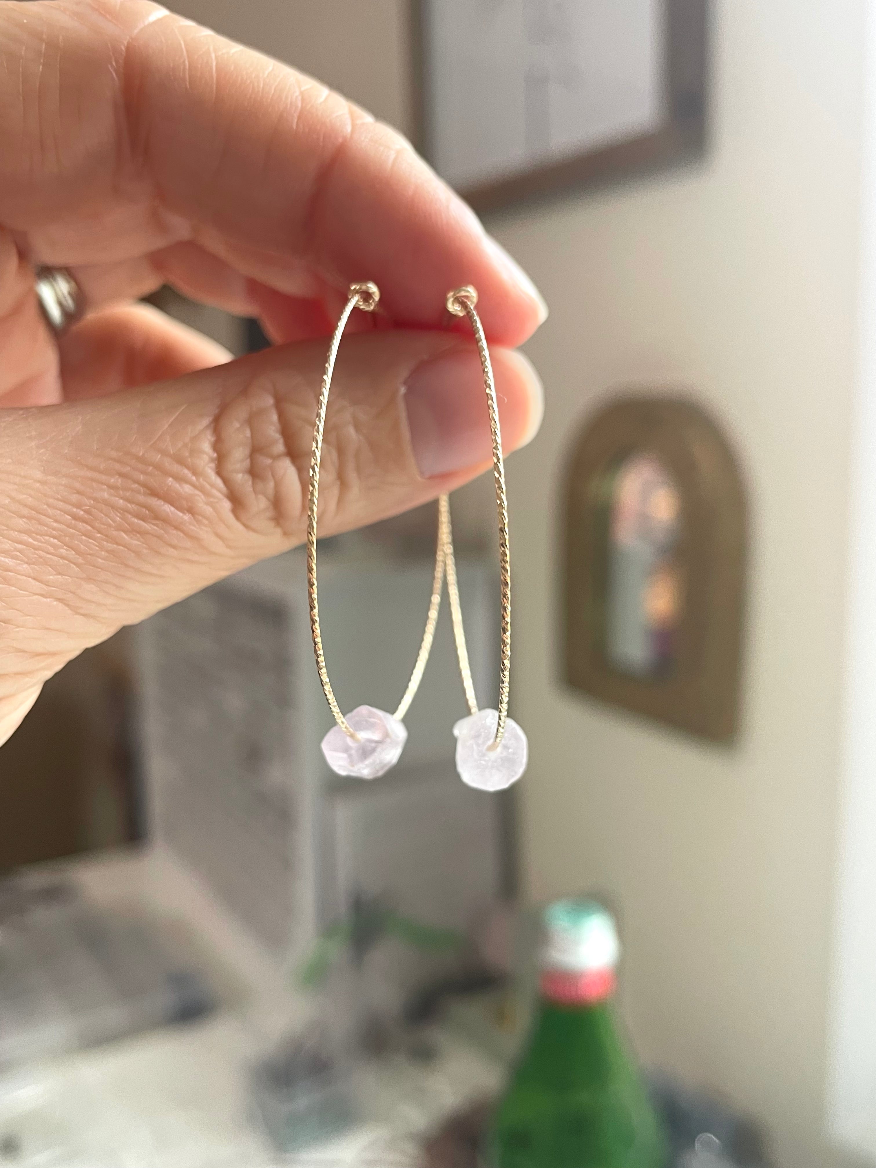 Elegant Kunzite Hoop Earrings for Women - 925 Sterling Silver Pink Gemstone Jewelry - Perfect for Weddings, Parties & Everyday Wear