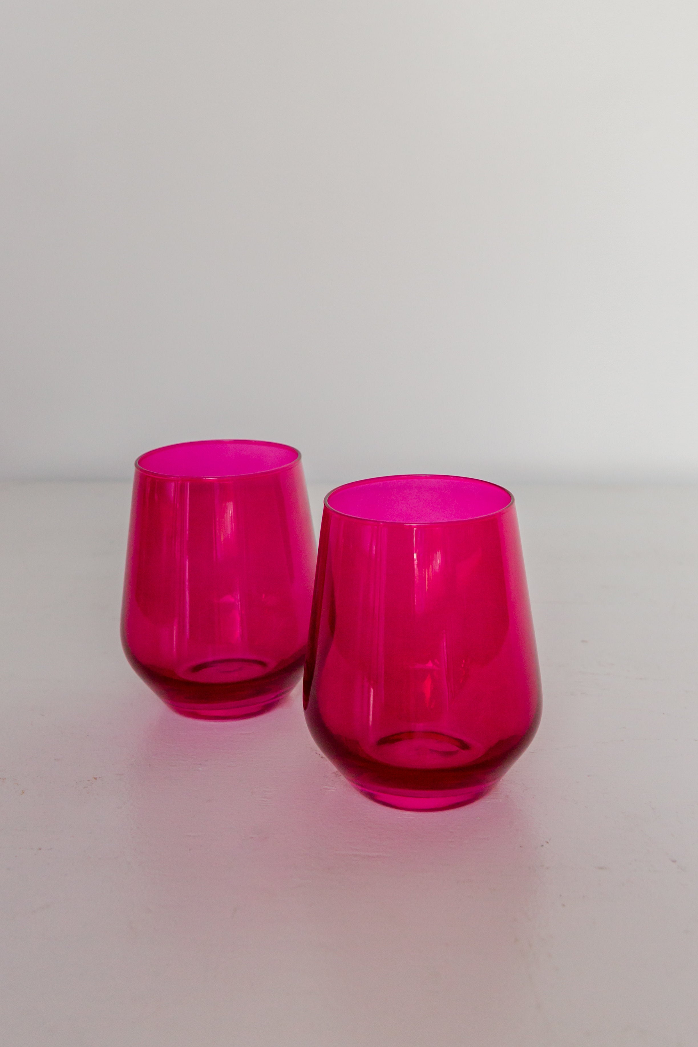 Estelle Colored Wine Stemless Glasses Set of 2 - Viva Magenta (Fuchsia) - Perfect for Dinner Parties, Wedding Gifts & Home Bar Decor