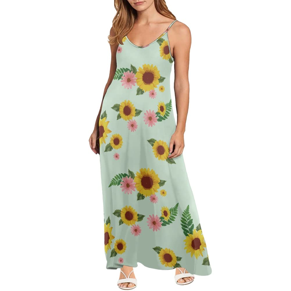 Women's Floral Maxi Dress - Casual Summer Sundress, Plus Size Boho Beach Dress, Sleeveless Loose Fit for Vacation, Pool Party & Outdoor Date Night