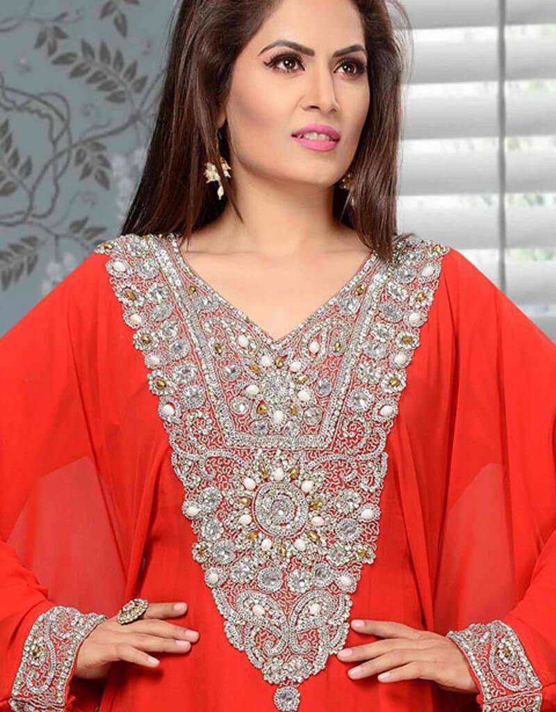 Elegant Betwing Style Kaftan with Silver Hand Embroidery - Perfect for Beach Cover-ups, Boho Fashion, and Summer Vacations