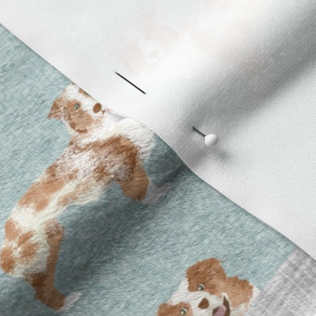Australian Shepherd Red Pet Quilt Fabric - Printed Minky Fat Quarter for Baby Blankets, Quilt Backing & Nursery Decor | Soft Plush Material for Sewing Projects & DIY Crafts | Perfect for Dog Lovers & Home Decor