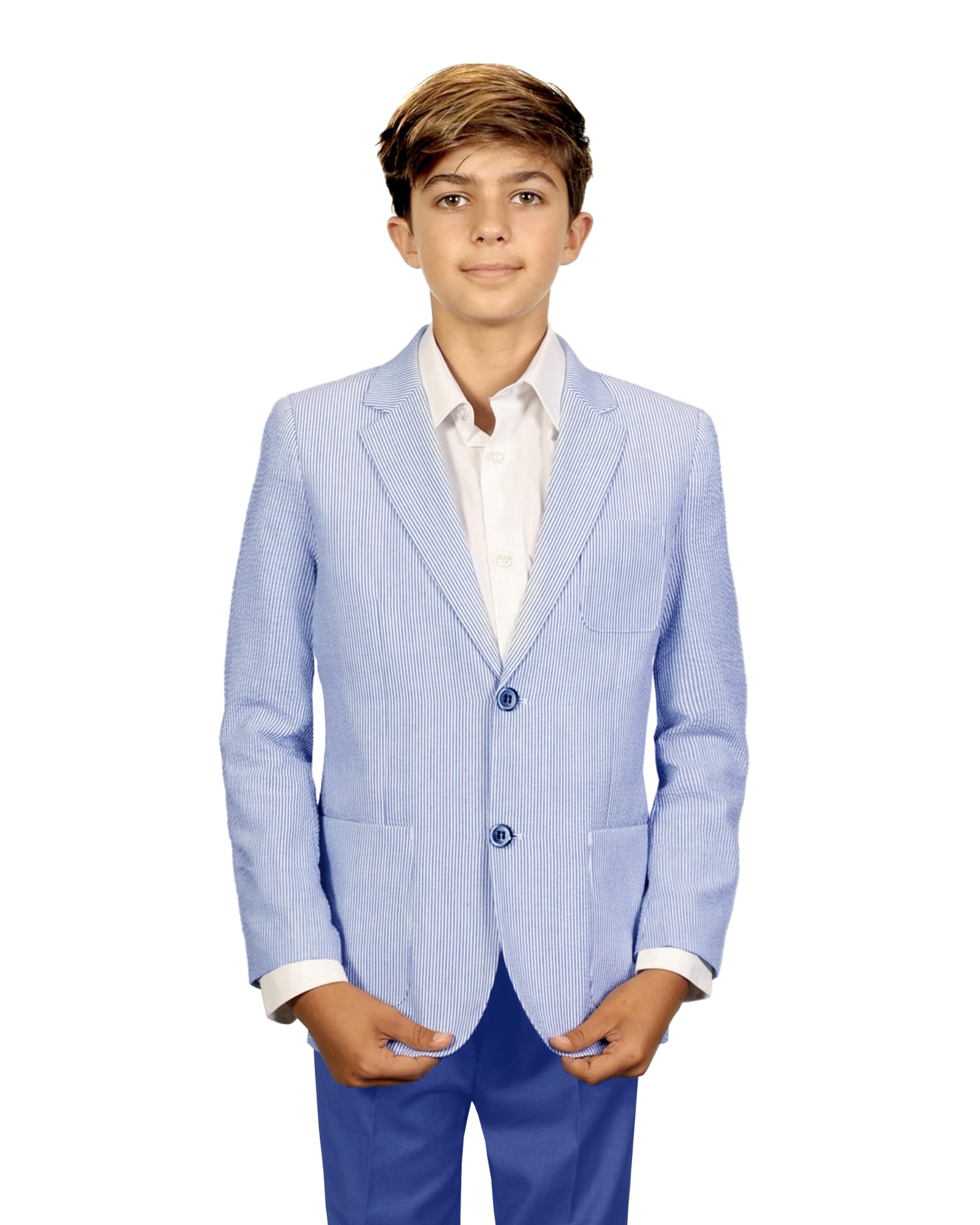 Gioberti Boys & Kids Seersucker Blazer Jacket - Stylish Formal Wear for Weddings, School Photos & Special Occasions