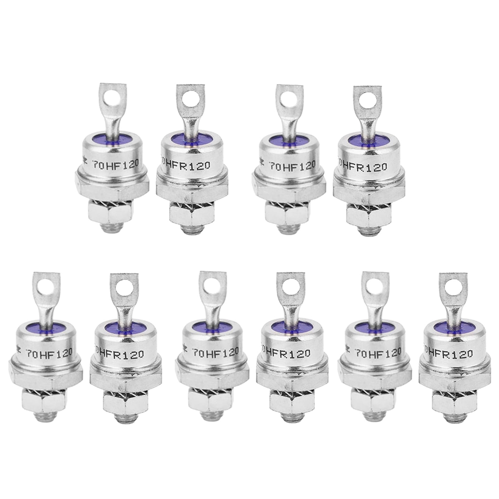 High Power Spiral Rectifier Diode - 5 Pairs Stud Mount Diodes with Iron Base for Battery Chargers, Motor Control, Power Supplies & Welding Machines - Perfect for Industrial & DIY Electrical Projects