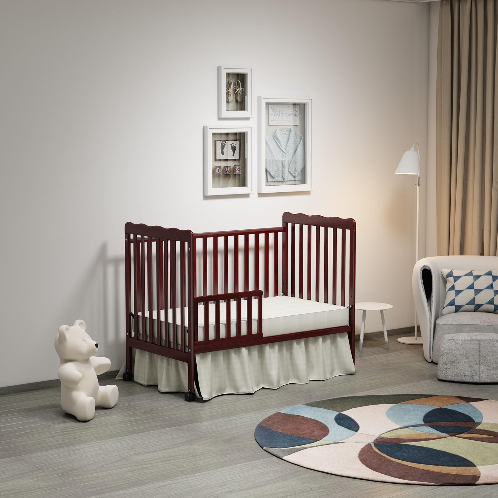 3-in-1 Convertible Crib to Toddler Bed & Full Size Bed Frame - Safe Baby Crib for Nursery | Perfect for Small Spaces & Growing Kids | Mattress Not Included