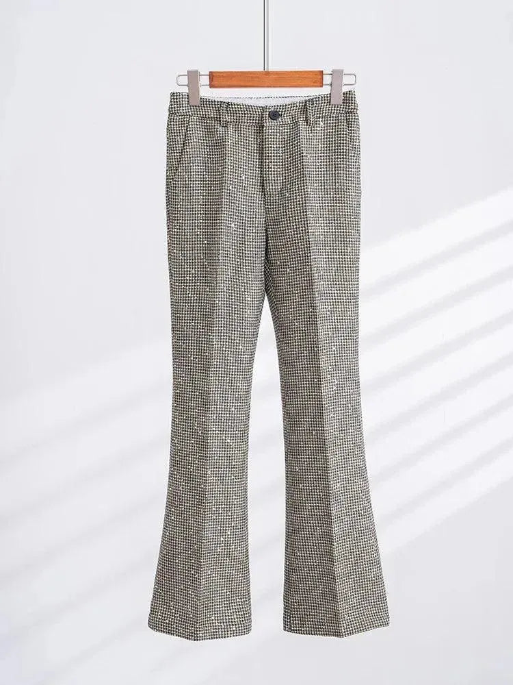 Elegant Patchwork Sequin Women's Pant Suit for Formal Events - Perfect for Weddings, Parties & Evening Occasions