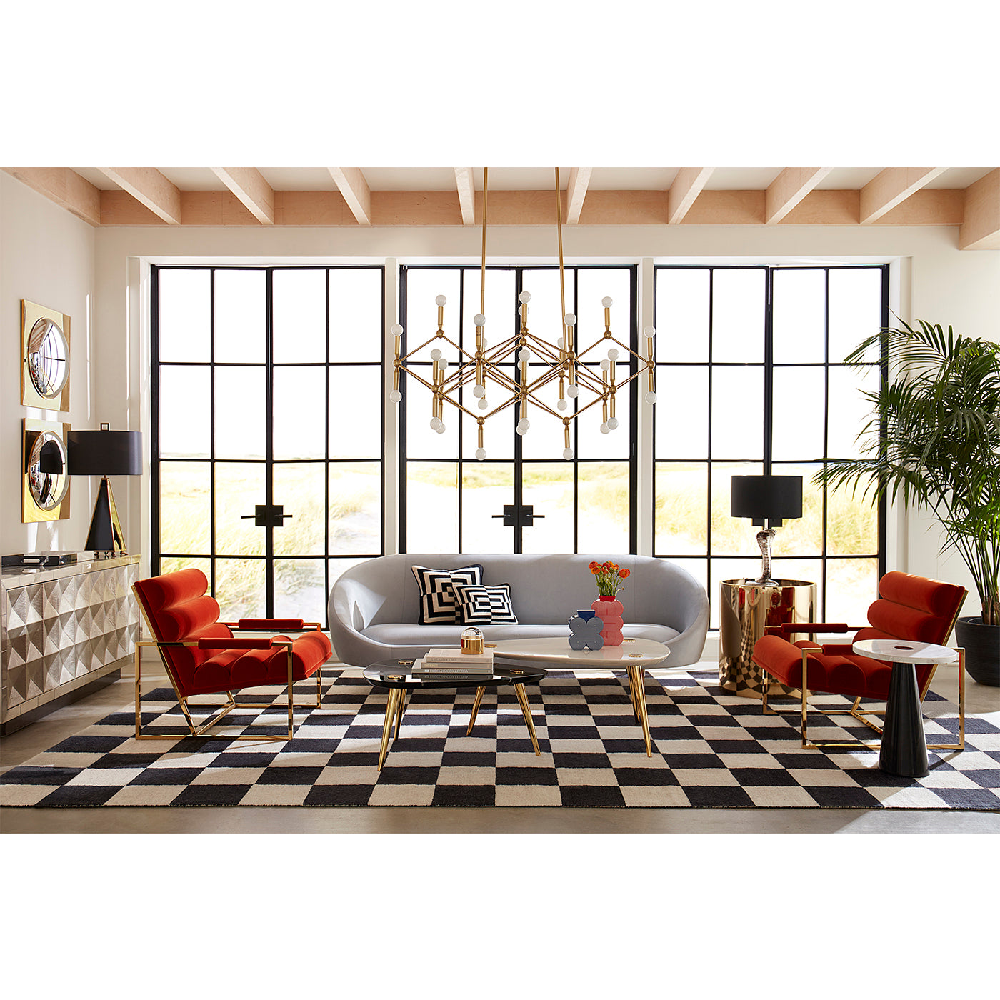 Channeled Goldfinger Lounge Chair - Modern Accent Chair for Living Room, Bedroom & Office - Comfortable Mid-Century Style Seating for Relaxing & Decor