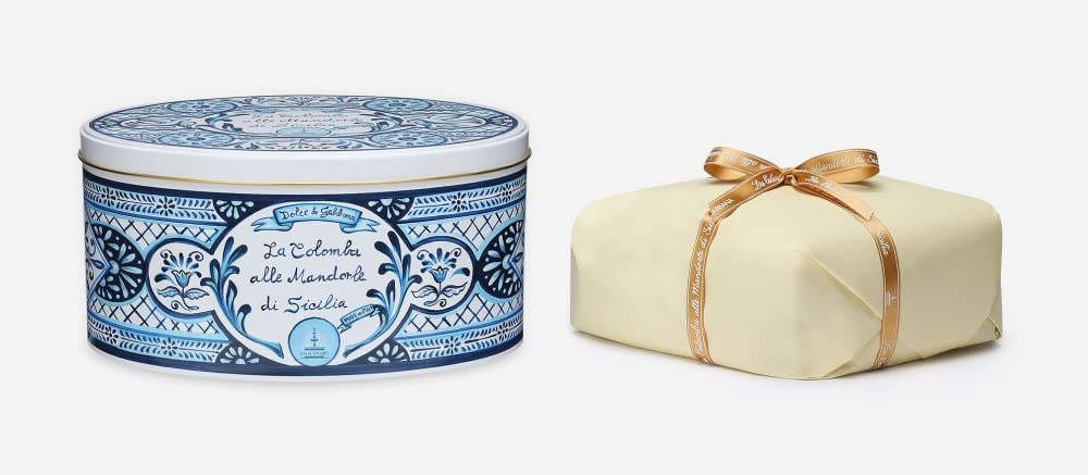 Fiasconaro Dolce & Gabbana Italian Easter Panettone Cake with Sicilian Almonds - Limited Edition Collectible Tin, 750g (26.5oz) - Perfect for Easter Gifts, Holiday Desserts & Italian Food Lovers