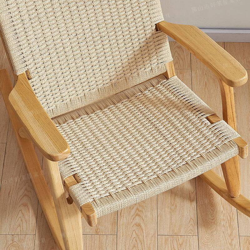 Comfortable Wooden Front Porch Rocking Chair with High Back Support - Perfect for Relaxing on Your Patio, Deck, or Garden