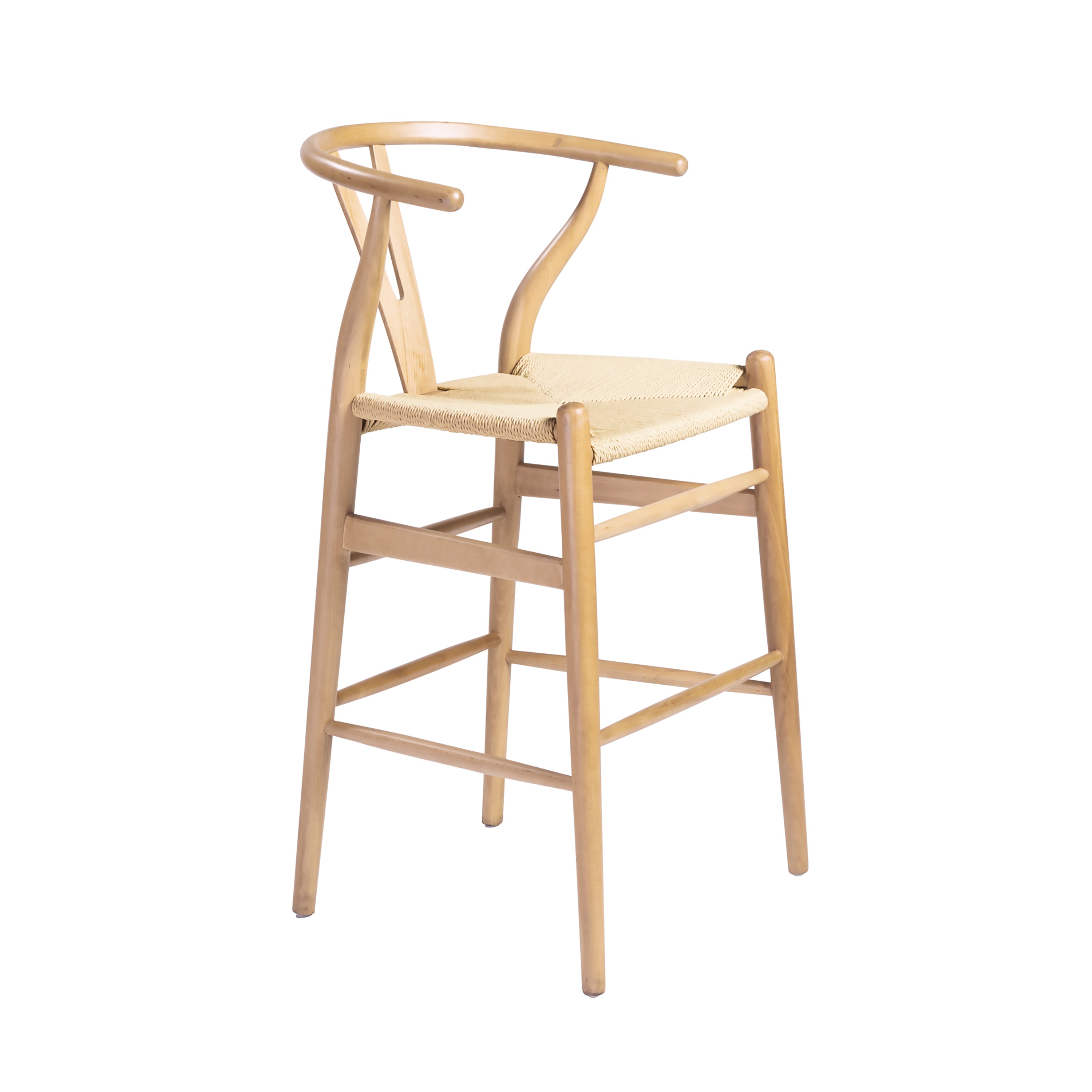 Evelina Black Wood Stained Counter Stool with Rush Seat - Perfect for Kitchen Island, Bar, and Dining Room Decor