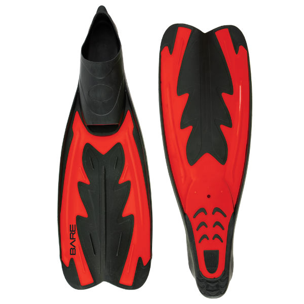 Bare Fastback Full Foot Fins for Snorkeling, Scuba Diving & Swimming - Comfortable & Lightweight Water Sports Gear