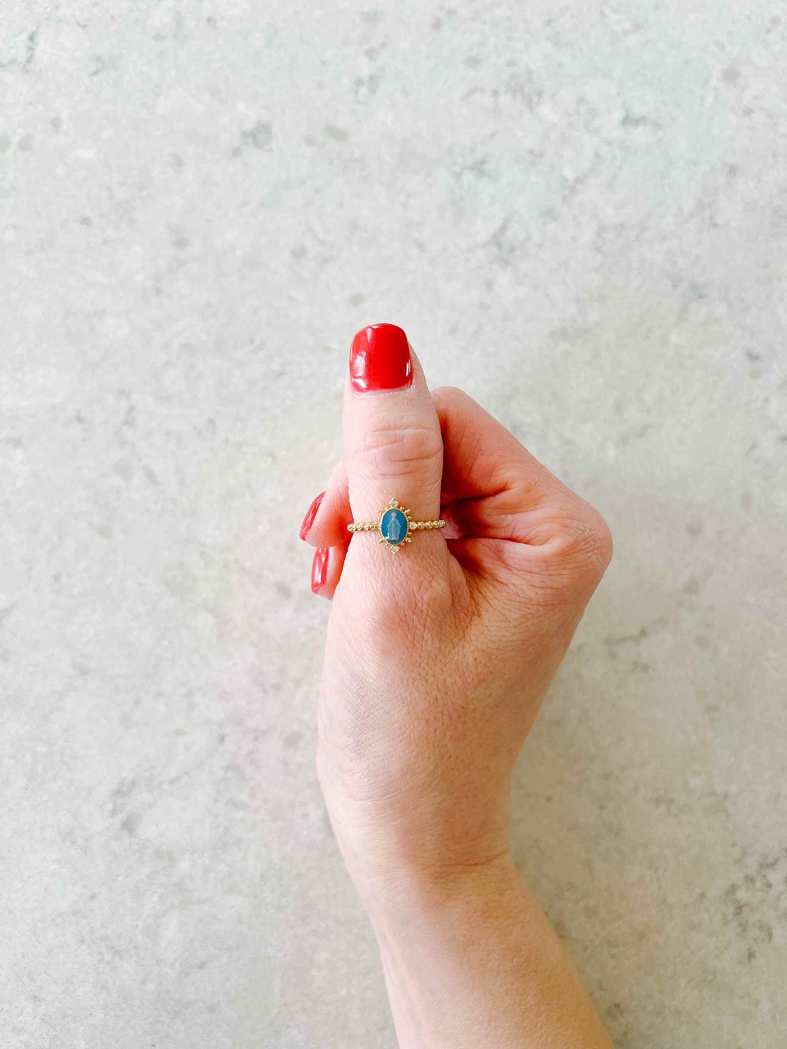 Lady Lourdes Ring - Elegant French Blue Cubic Zirconia Silver Ring for Women | Perfect for Weddings, Anniversaries & Special Occasions