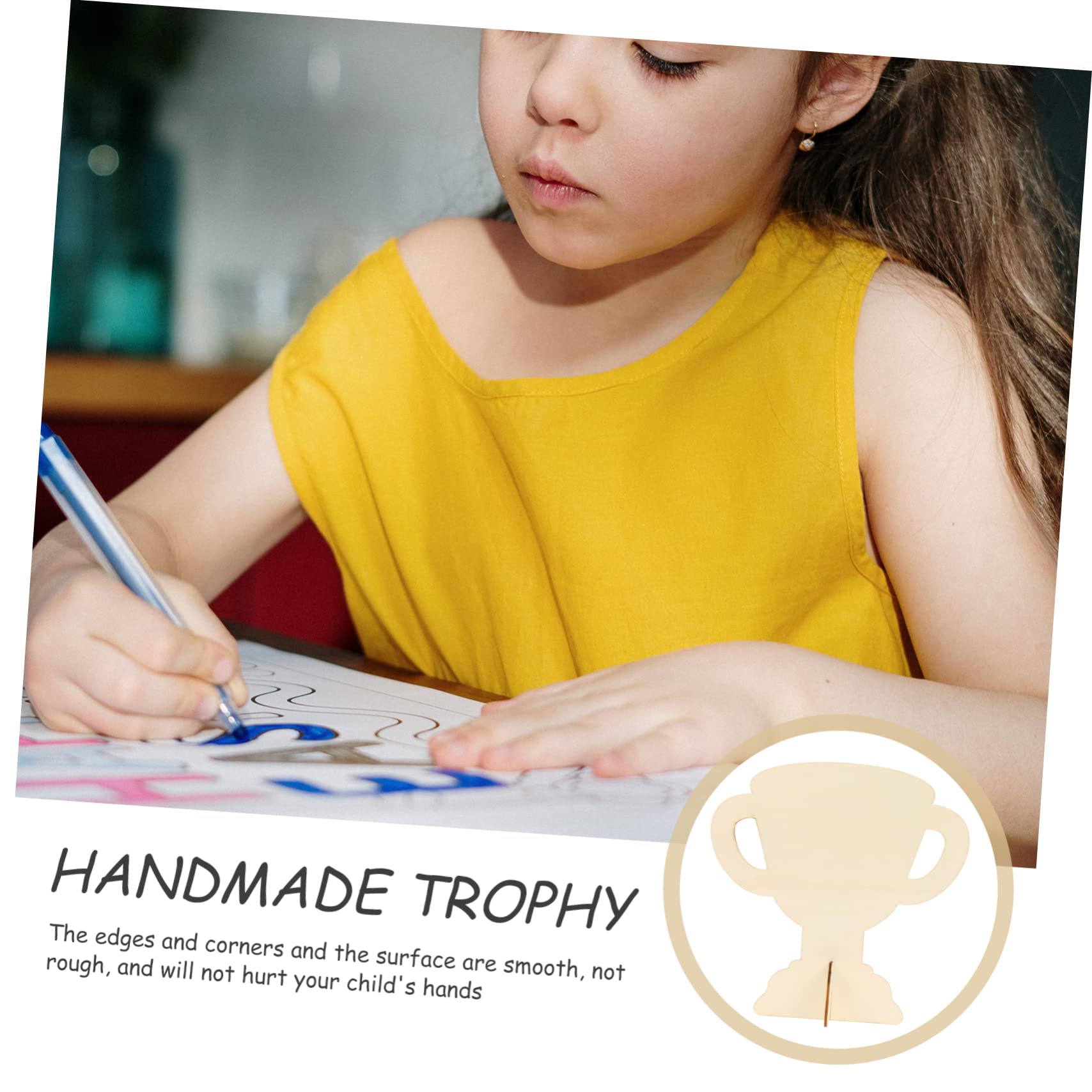 KITANDOVE 6-Piece Wooden White Embryo Trophy Set - Handcrafted Durable Toy Trophies for Kids | Perfect for Classroom Rewards, Party Favors & Children's Room Decor