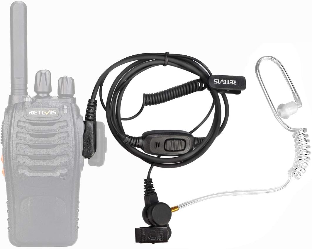 Retevis EEK009 Covert Earpiece with Microphone - 2-Pin Acoustic Tube Headset for Baofeng, JUCJET, Kenwood Radios (RT24, RT27, RT619, RT668, RT5R, RT622, RT617) - 2 Pack - Ideal for Security, Surveillance & Discreet Communication
