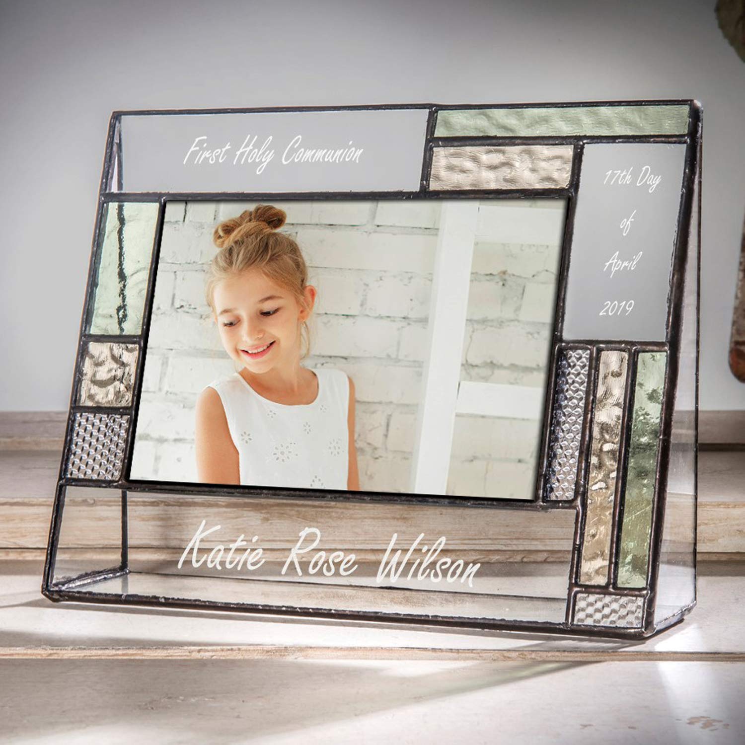 Personalized First Communion Picture Frame - Custom Engraved 4x6 Glass Photo Frame for Boys & Girls - Perfect Religious Gift for Baptism & Christening