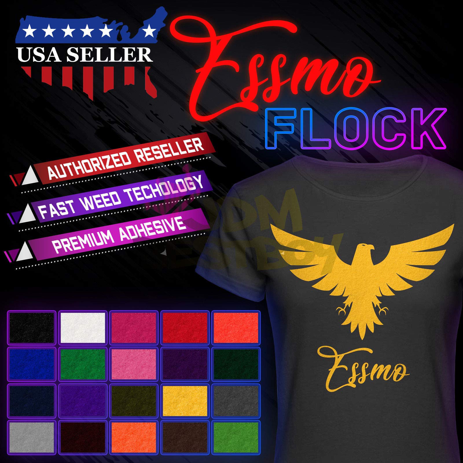 Dark Green Flock Heat Transfer Vinyl (HTV) Sheet for T-Shirts - 20
