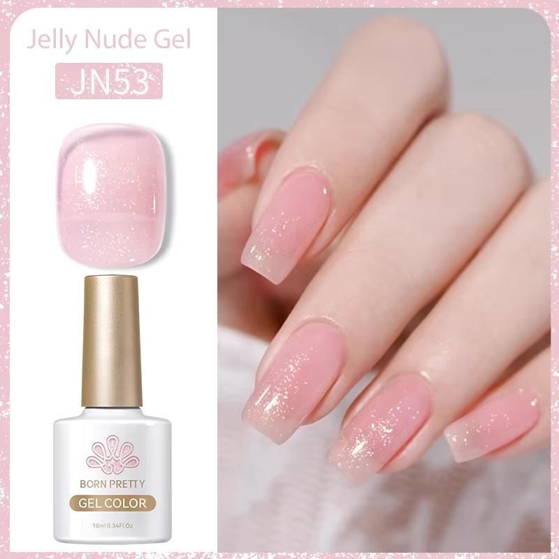Born Pretty Jelly Nude Gel Polish - Long Lasting Soak Off UV LED Nail Polish for Salon & Home Manicure - Perfect for Weddings, Parties & Everyday Wear