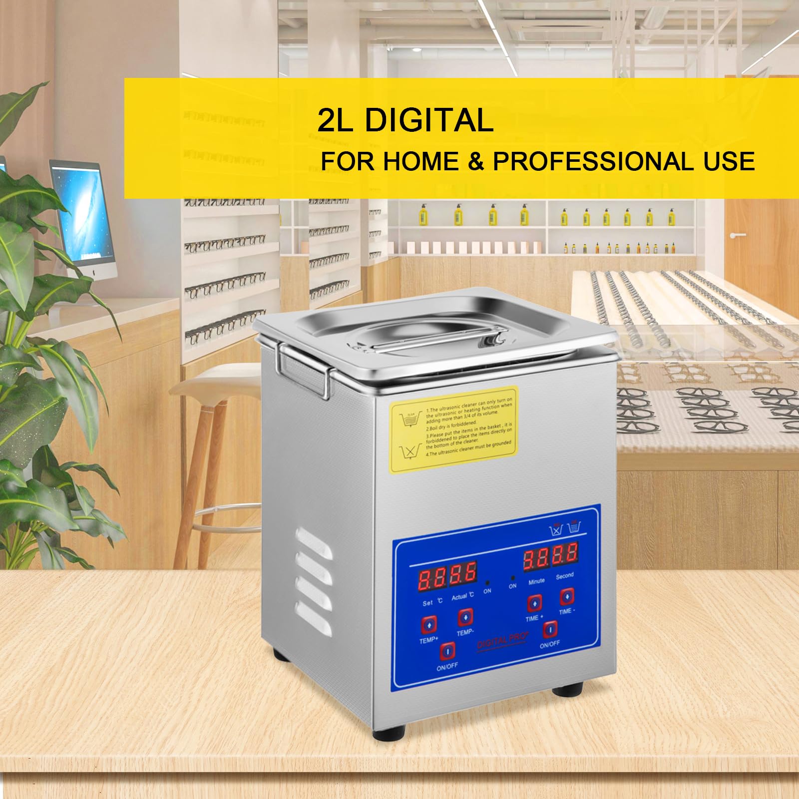 VEVOR 2L Digital Ultrasonic Cleaner with Timer, 40kHz Professional 304 Stainless Steel Jewelry Cleaner, 110V for Watch, Glasses, Diamond & Eyeglass - Perfect for Home, Jewelry Shop & Dental Lab Cleaning