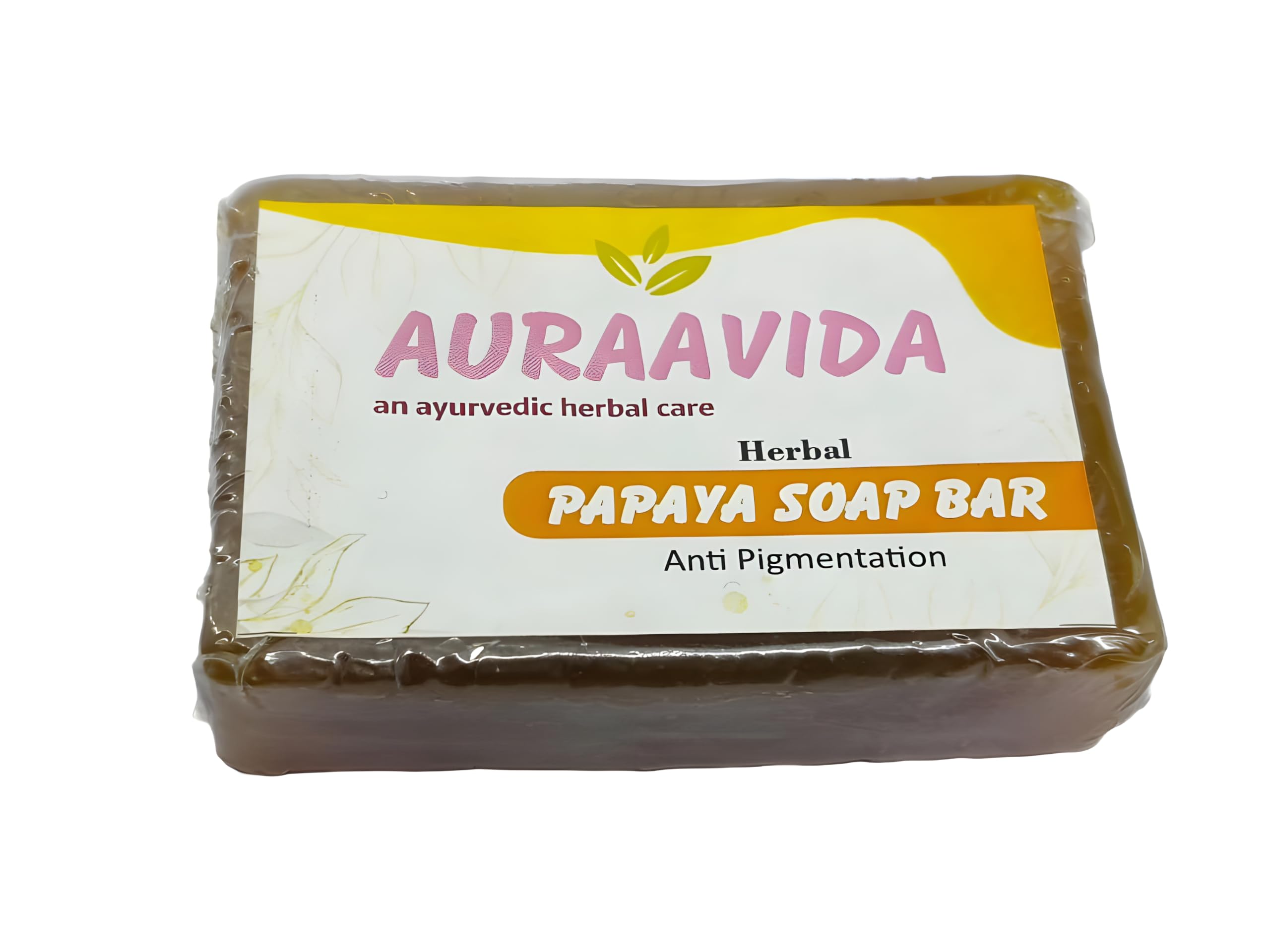 Auraavida Herbal Papaya Anti-Pigmentation Soap Bar - Brightens Skin & Reduces Dark Spots - Perfect for Acne-Prone & Uneven Skin Tone