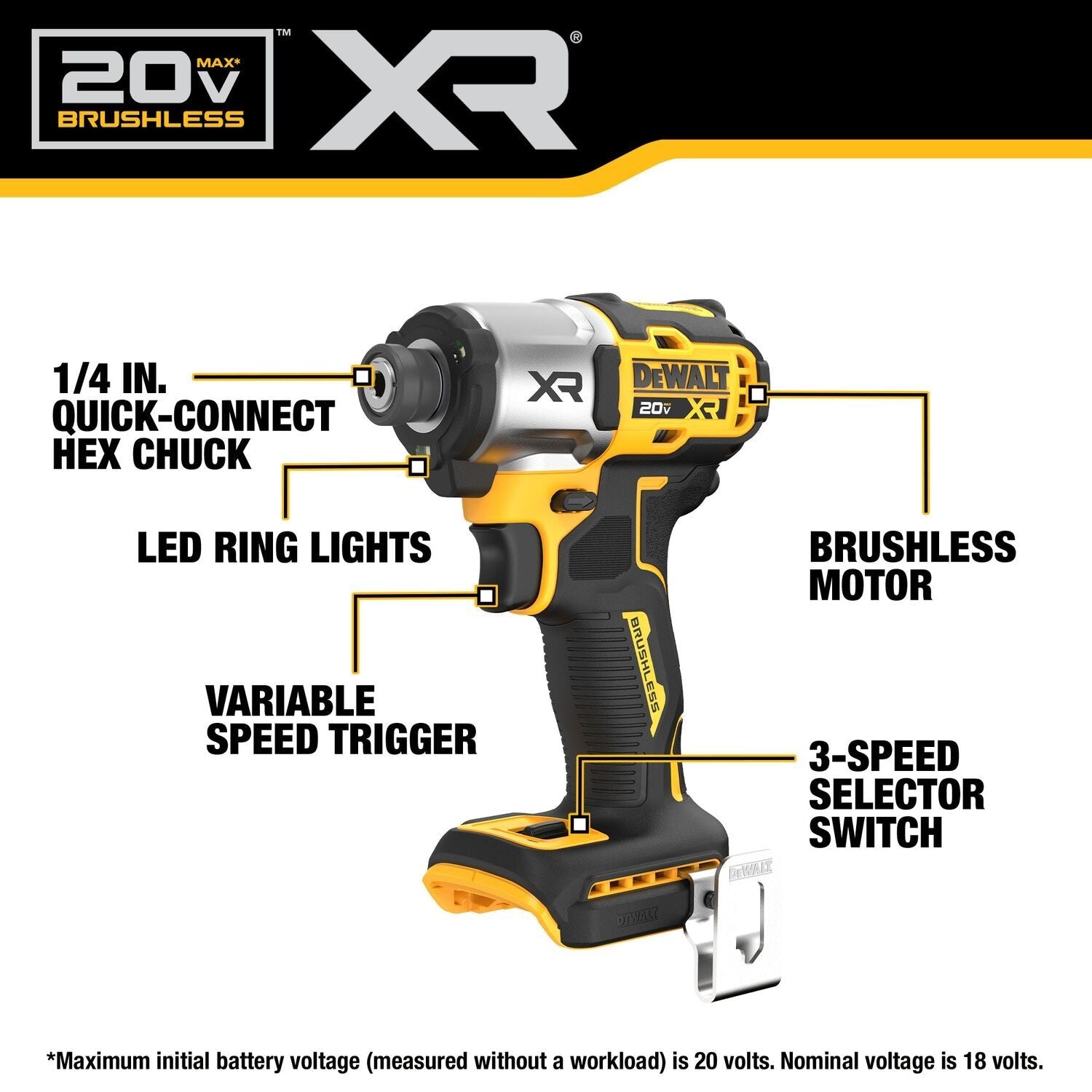 DEWALT DCF845B 20V MAX XTREME Brushless Cordless 1/4 Inch Impact Driver Kit - Powerful Tool for Drilling, Fastening & DIY Projects | Perfect for Construction, Woodworking & Home Improvement