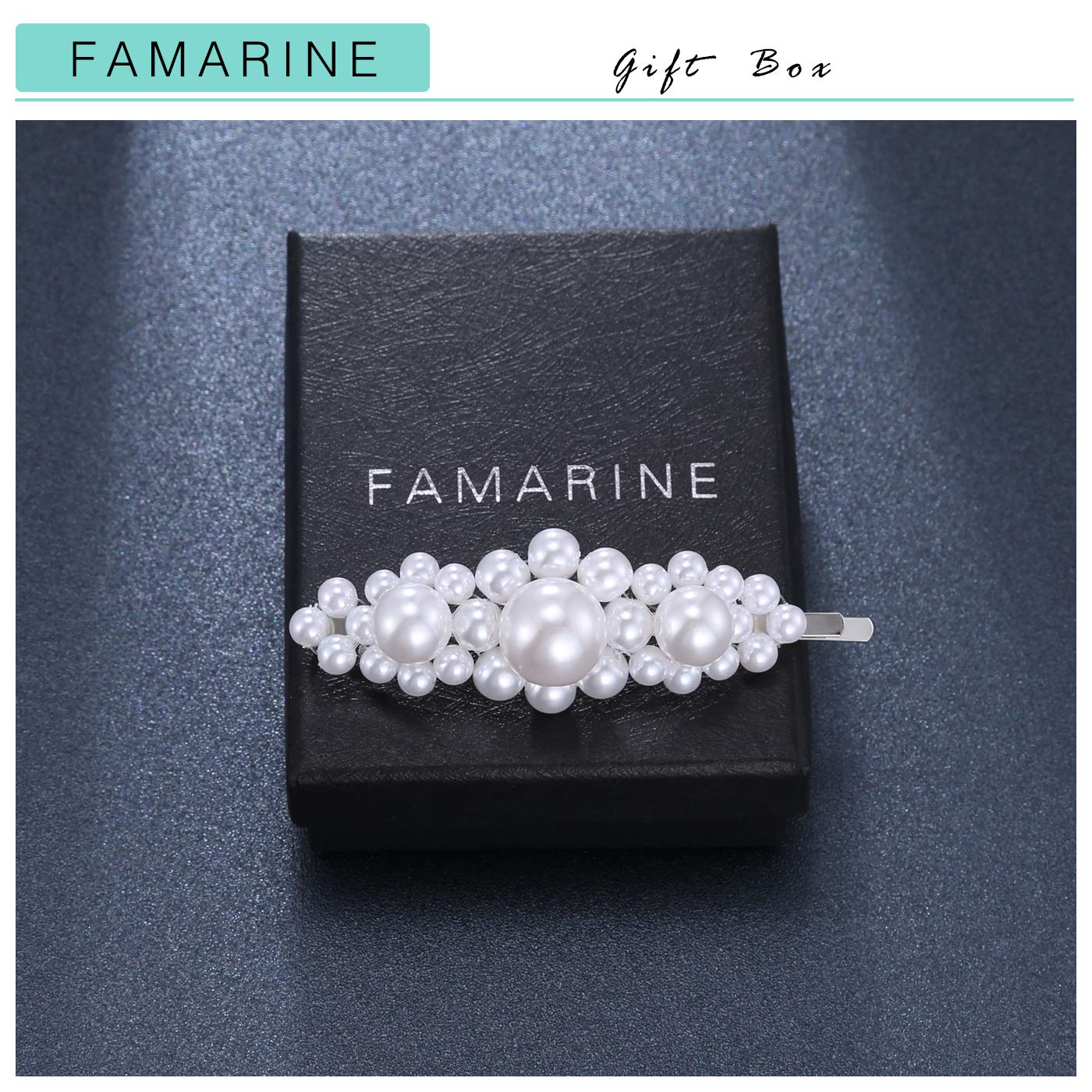 FAMARINE Floral Pearl Hair Clips - Elegant Beaded Faux Pearl Hair Barrettes for Women & Girls, Perfect for Weddings, Parties & Christmas Gifts | Thick Hair Accessories for Special Occasions & Everyday Wear