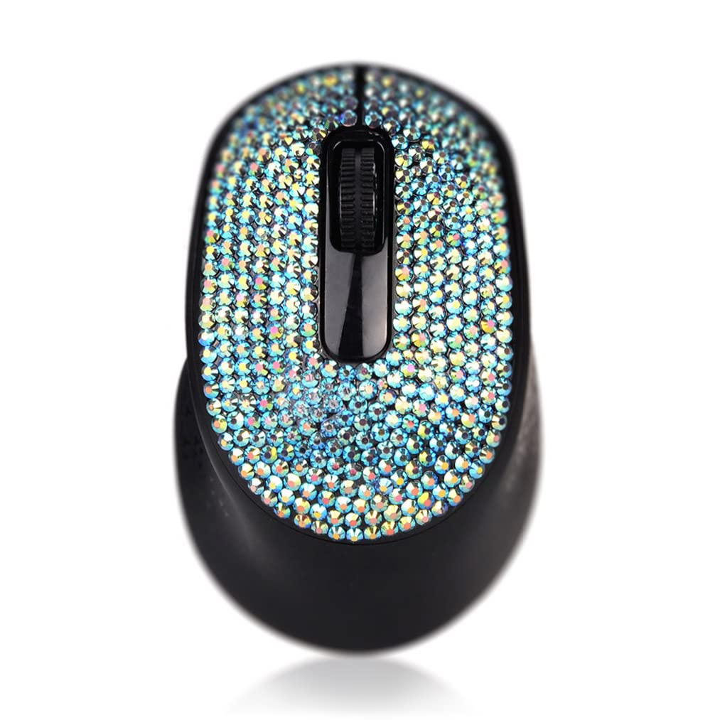 Bling Bluetooth Wireless Mouse with Sparkle Rhinestones - Dual Mode (Bluetooth/USB) 1500 DPI for Laptop, Mac, PC, Tablet - Perfect for Office, Travel & Home Use (Pink)