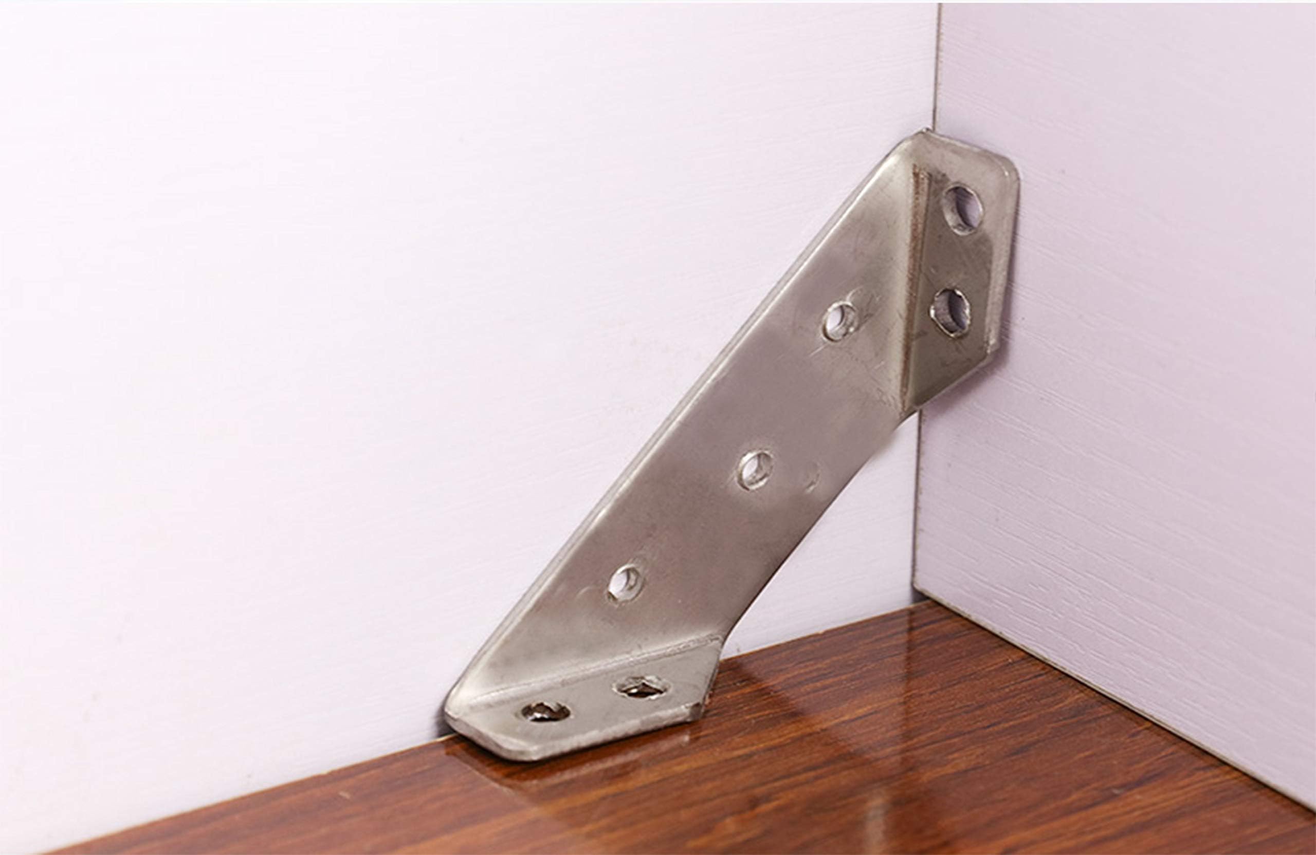 Stainless Steel Corner Bracket, Triangular Flange Angle Support, Furniture Correction Plate for Table Cabinet & Chair (4-Pack) - Heavy Duty Repair & Reinforcement for Home & Office Furniture