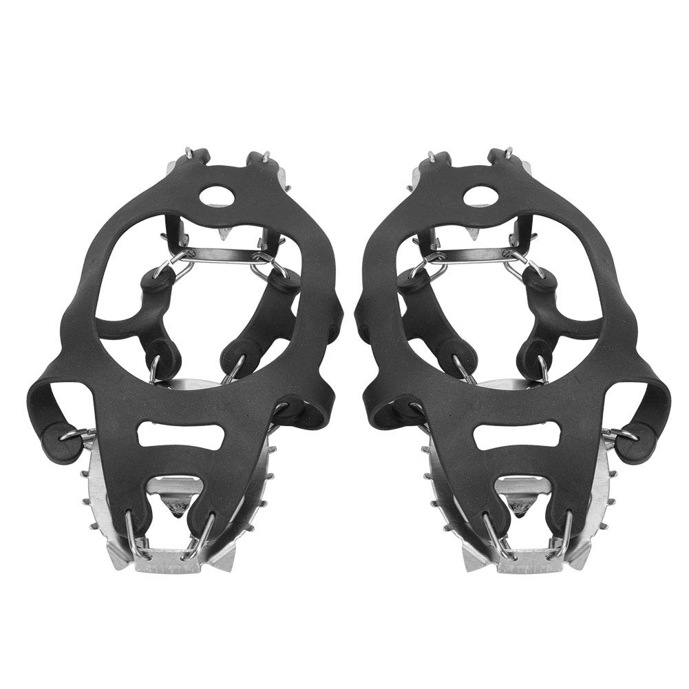 FASJ 18-Tooth Rugged Sawteeth Crampons - Non-Slip Spikes for Mountain Climbing, Snow & Mud Traction - Elastic Rubber Wear-Resistant Anti-Slip Ice Cleats - Perfect for Hiking, Trail Running & Winter Outdoor Adventures