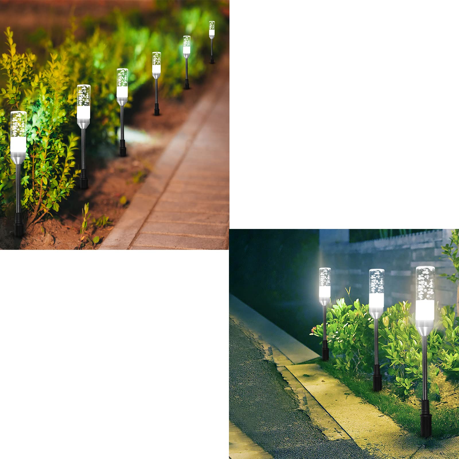 6 Pack Cool White LED Landscape Path Lights with 3-in-1 Extension - Outdoor Solar Garden Lighting for Walkway, Driveway, Yard & Patio Decoration