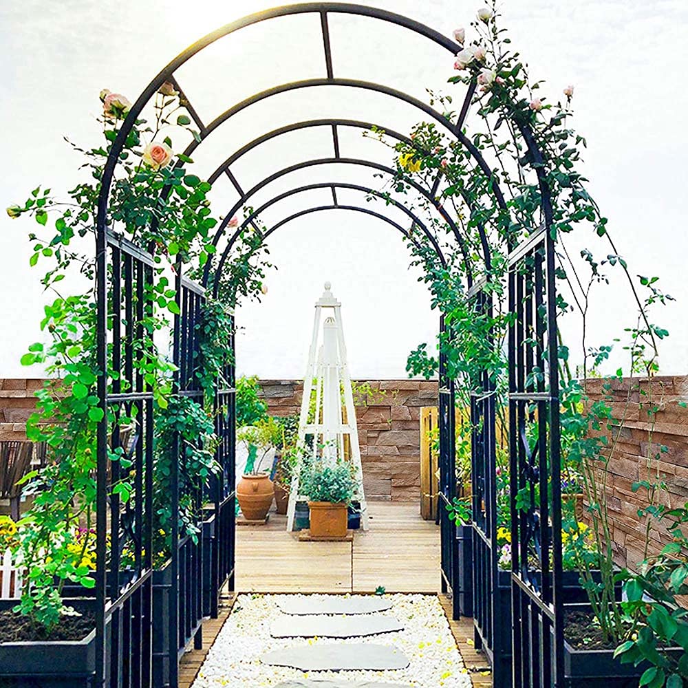 Heavy Duty Metal Garden Arbor - Sturdy Iron Wedding Arch for Climbing Plants, Roses & Vines | Outdoor Wedding Decor, Pergola Trellis Stand for Backyard, Patio & Garden Decoration