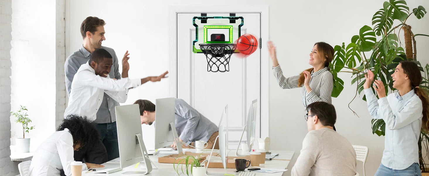 VATOS Mini Basketball Hoop Set with Electronic Scoreboard - Auto Sound & Light Effects for Kids, Teens & Adults - Perfect for Indoor Games, Birthday Parties & Family Fun Activities