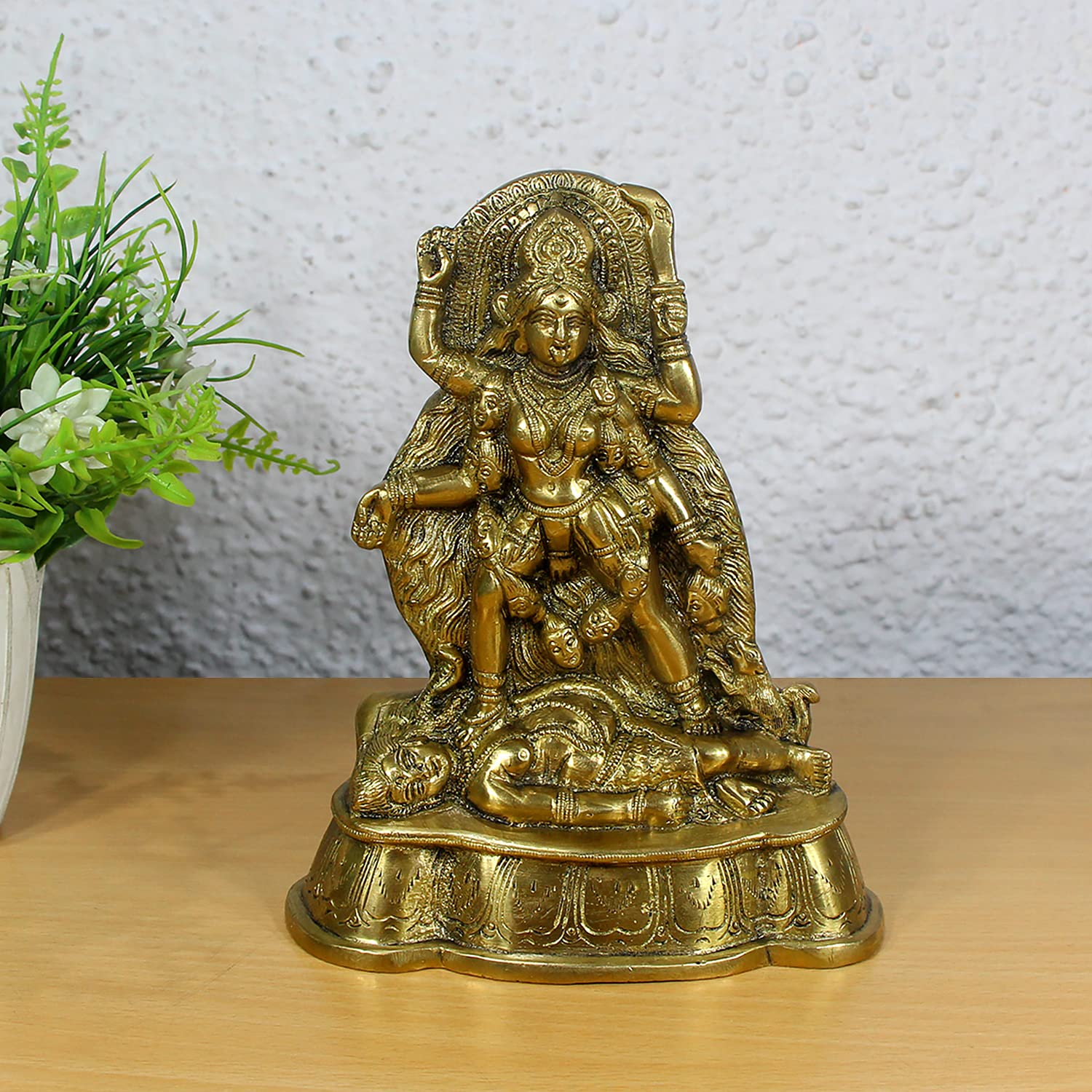 Handmade Brass Kali Maa Sculpture - Hindu Goddess Kali Murti Idol for Home Altar & Spiritual Puja Worship | Divine Adi Shakti Ma Statue for Meditation & Temple Decor