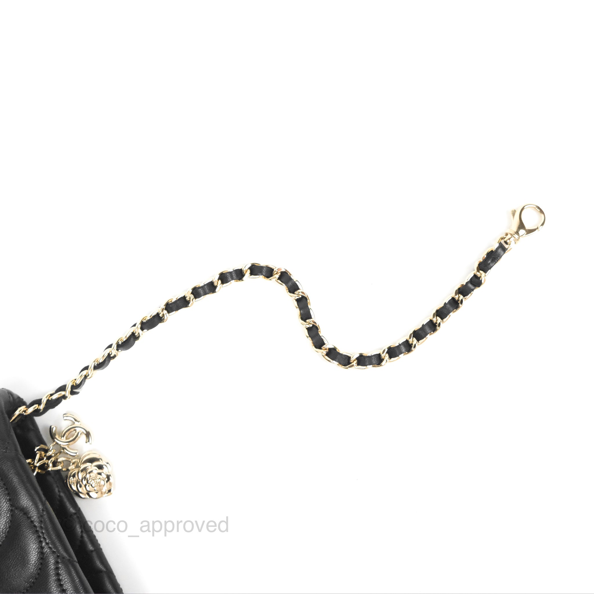 Chanel Camellia Pochette Clutch Bag - Black Lambskin Leather with Gold-Tone Hardware | Evening Bag, Wedding Clutch, Luxury Handbag for Women