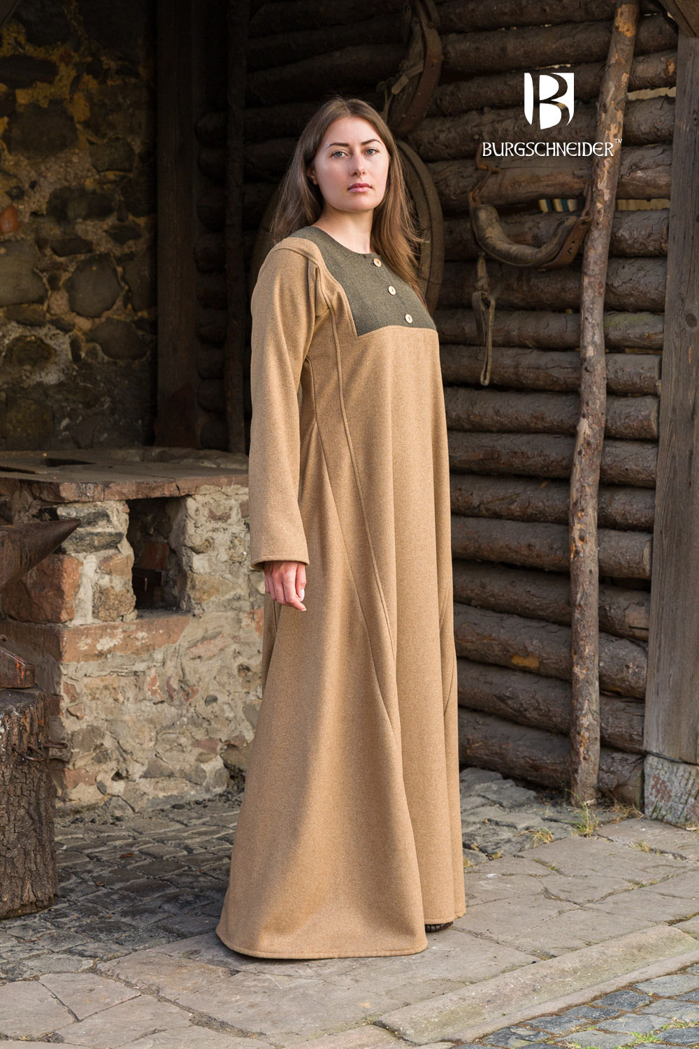 Rus Dress Jadwiga Camel - Elegant Vintage Style Flowy Maxi Dress for Women | Perfect for Boho Weddings, Parties & Special Occasions