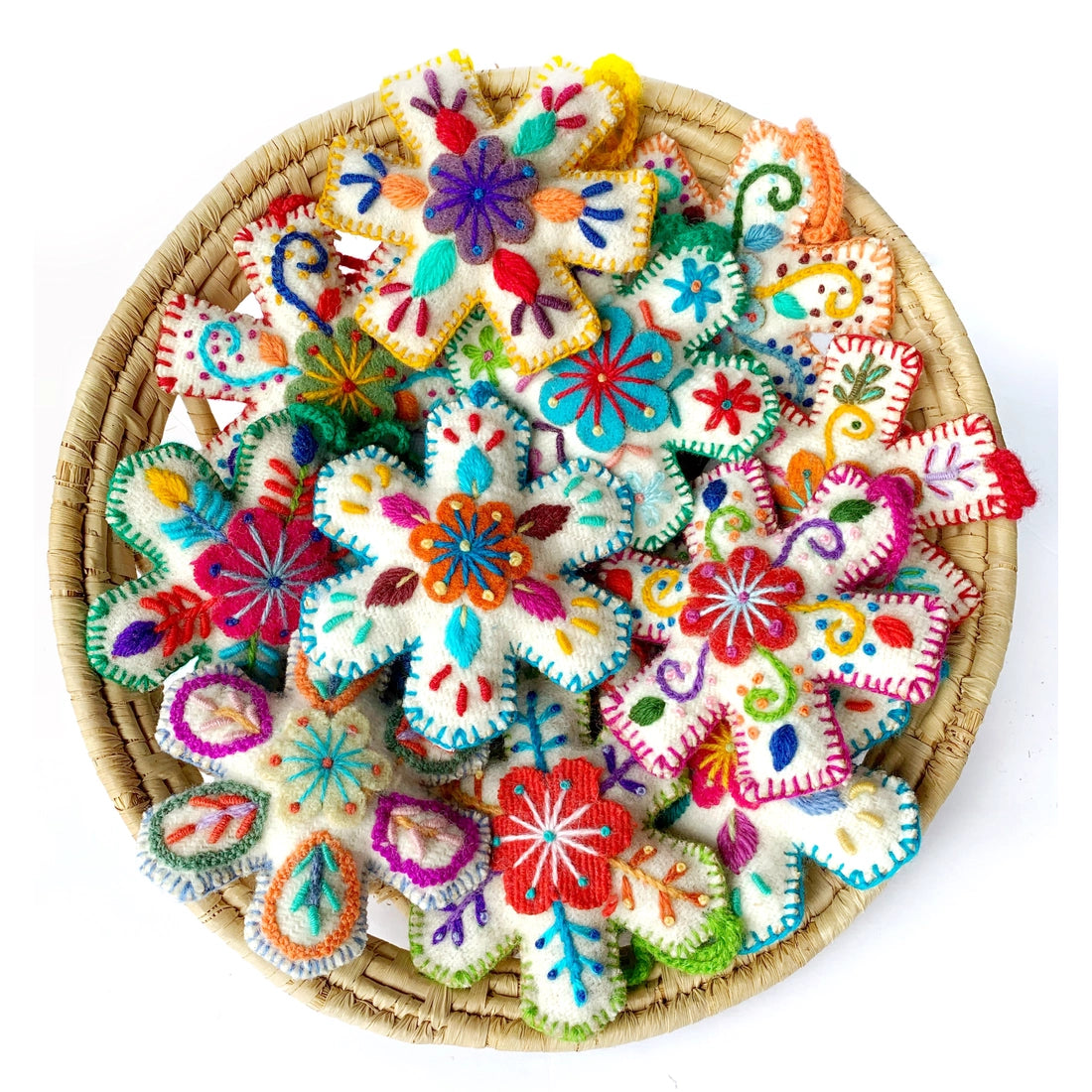Handmade Embroidered Snowflake Felt Wool Christmas Tree Ornament - Festive Holiday Decor for Home, Xmas Tree & Gift Giving