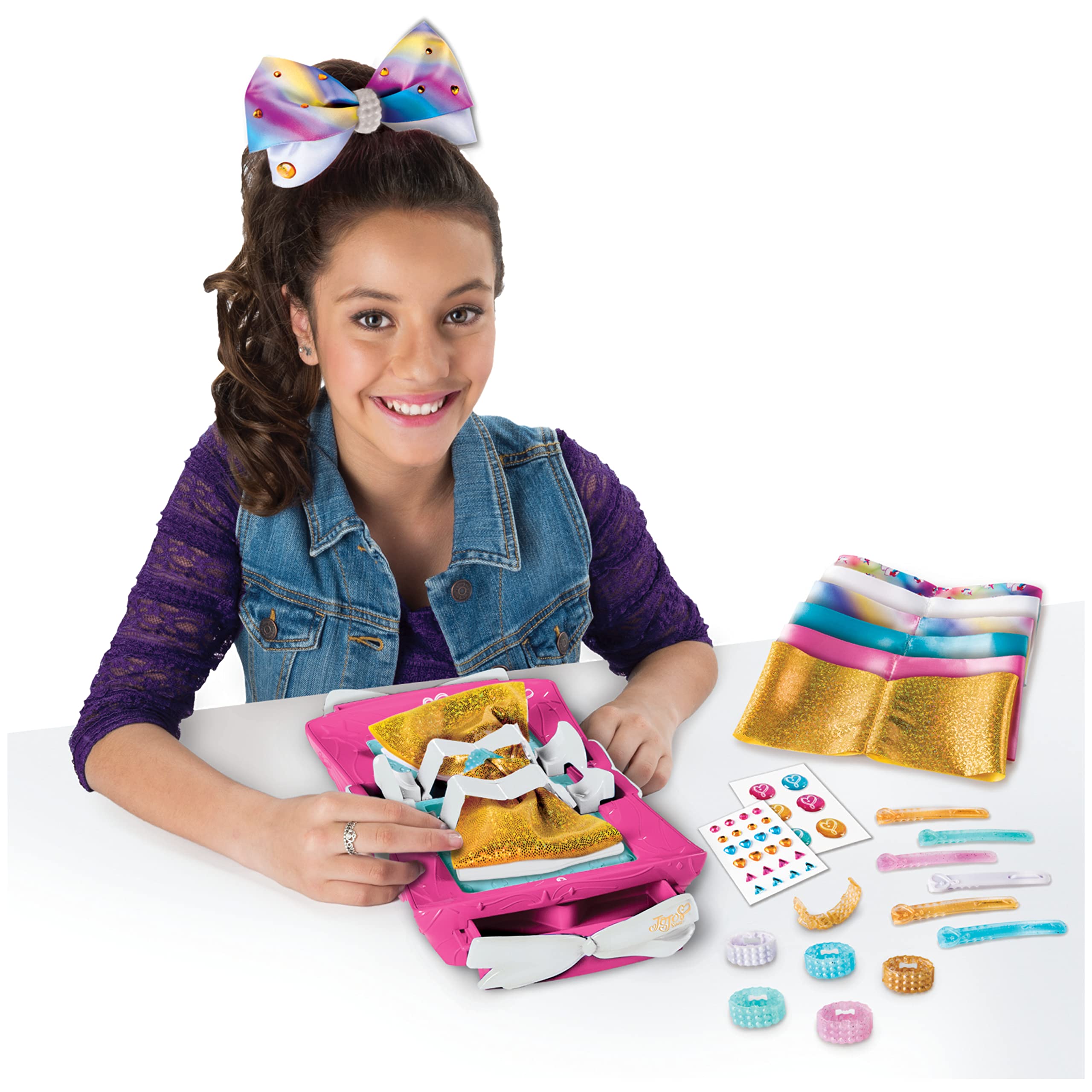 JoJo Siwa Bow Maker Kit for Kids - DIY Rainbow & Unicorn Hair Accessories Craft Set - Best Creative Gift for Girls Age 6+ - Perfect for Birthday Parties, Dress Up Play & DIY Fashion Projects