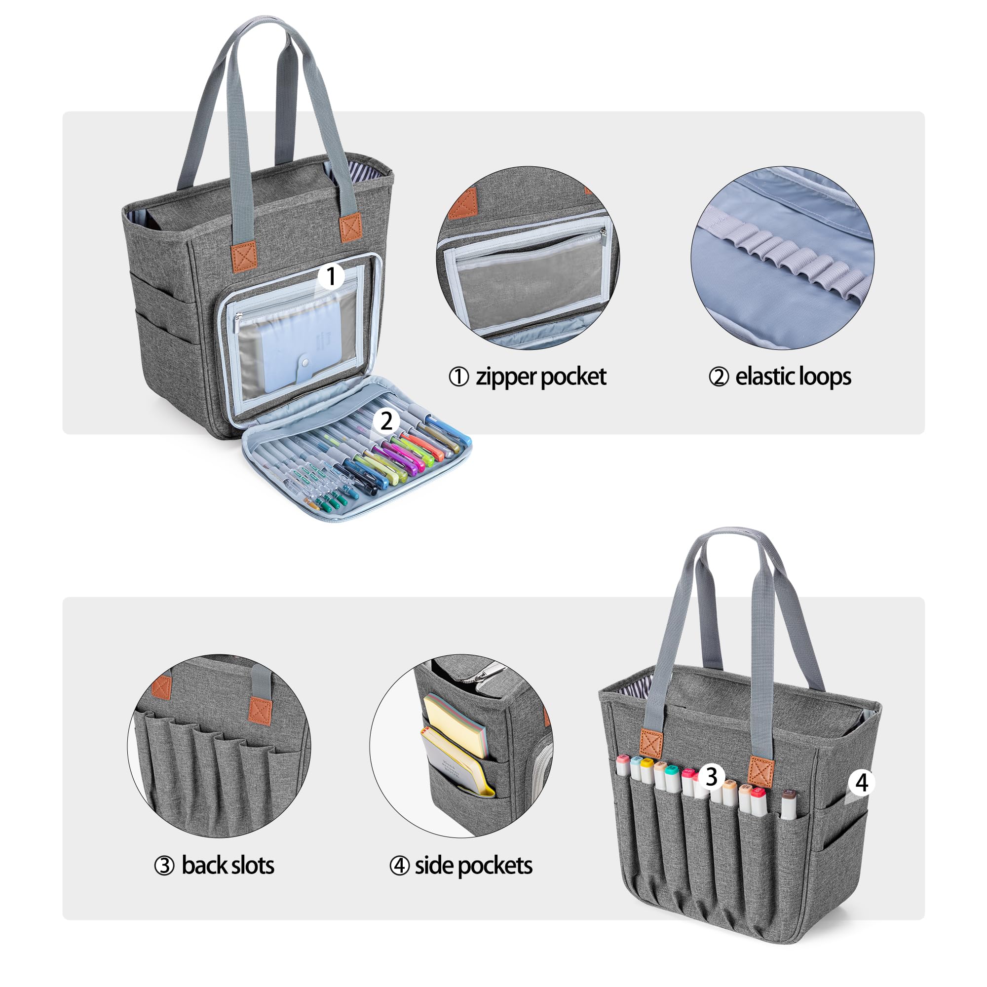 LUXJA Women's Bible Tote Bag with Multiple Pockets - Large Religious Book Carrier for Bible Study, Church & Travel - Gray