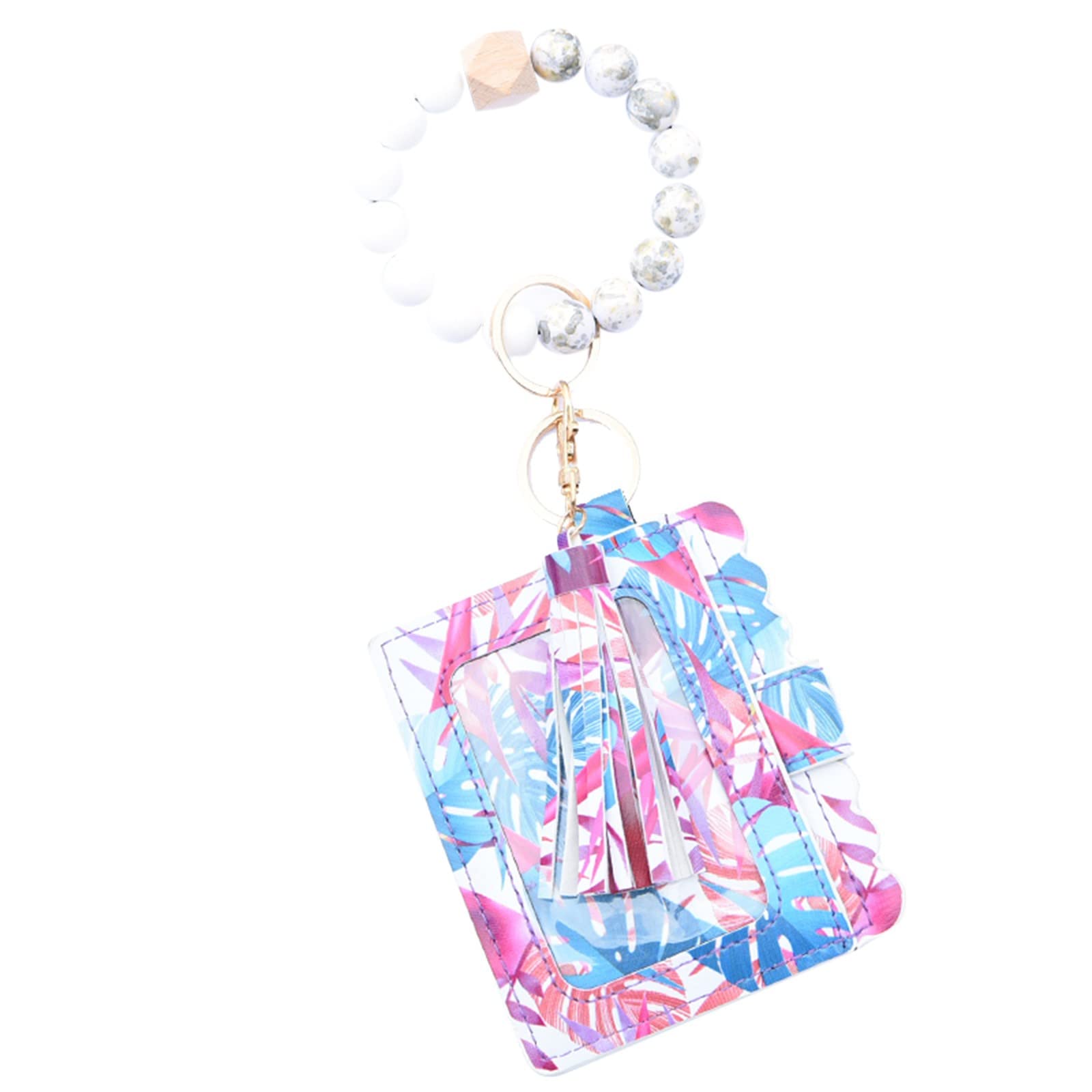 Beaded Key Ring Bracelet Wristlet with Small Wallet Holder - Stylish Keychain for Women & Men - Perfect for Keys, Cards & Everyday Essentials - Fashion Accessory for Work, Travel & Daily Use